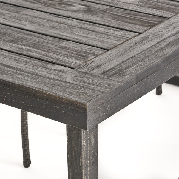 Outdoor 6 Seater Dining Set With Bench - Dark Gray / Light Gray