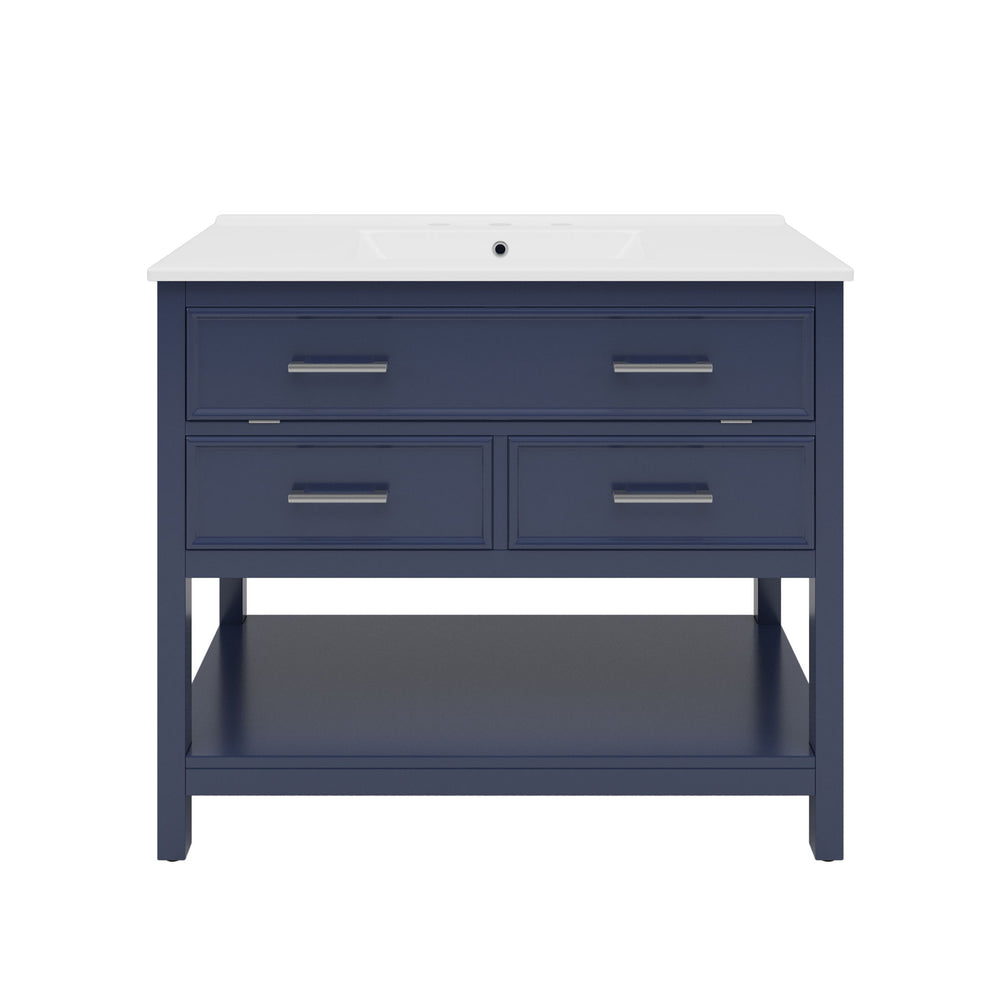 Bathroom Vanity With Ceramic Sink, Tip Out Tray & 2 Full Extension Drawers
