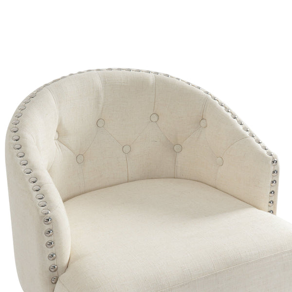 360 Degree Swivel Bar Stool & Stunning Nailhead Trim (Set of 2) - Beige
