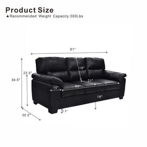 3 Seater Sofa With Padded Armrests And Triangular Leg