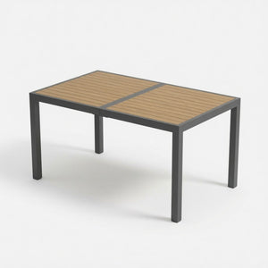 Rectangle Outdoor Patio Table With Slatted Top - Gray