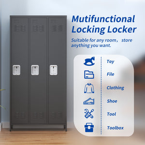 Storage Locker Cabinet With Locks For Employees, Home Gym Office School Garage - Black