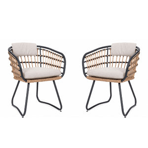 Patio All Weather Armchairs With Cushions (Set of 2) - Beige