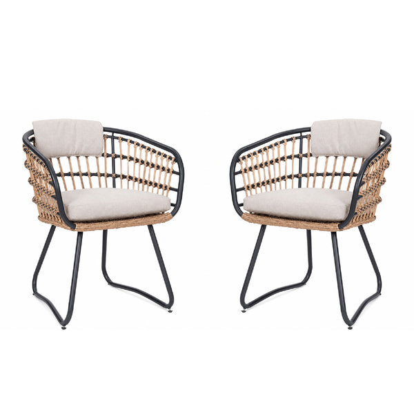 Patio All Weather Armchairs With Cushions (Set of 2) - Beige