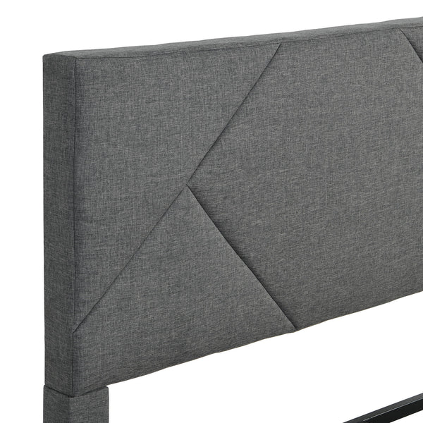 Upholstered Platform Bed Frame With Headboard, Wood Slat Support