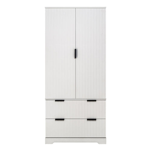 Fluted Kitchen Pantry Cabinet With 2 Large Drawers & 8 Door Spice Rack