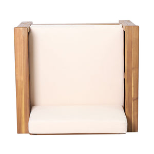 Acacia Wood Loveseat And Coffee Table Set With Cushions