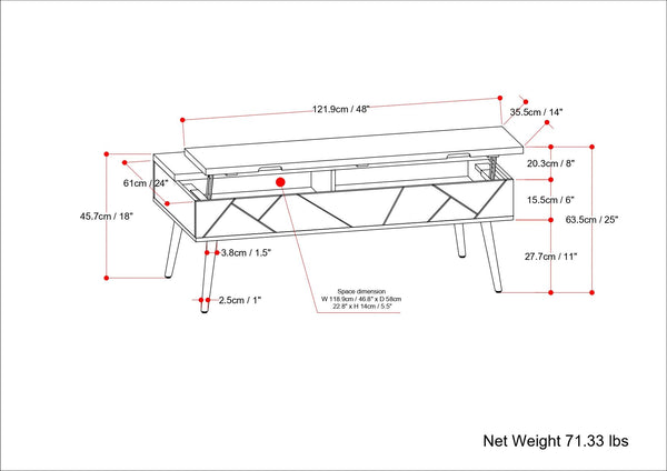 Jager - Lift Top Coffee Table Handcrafted