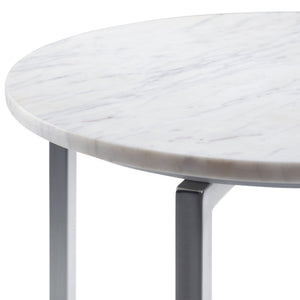 Marsden - Side Table With Polished Base - White / Silver