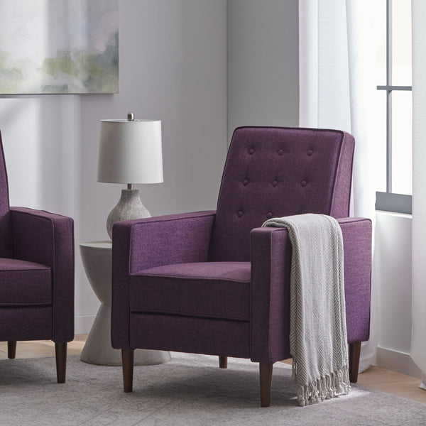 Mid-Century Modern Recliner With Button Tufted Waffle Stitch