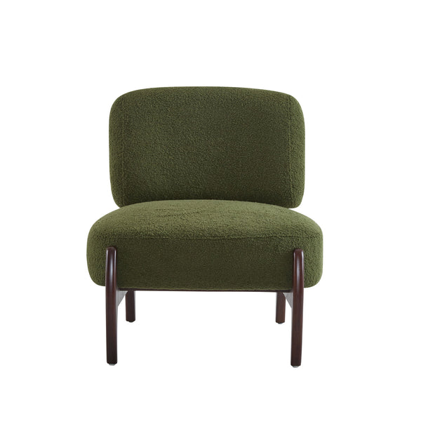 Modern Boucle Lounge Chair With Solid Wood Fram