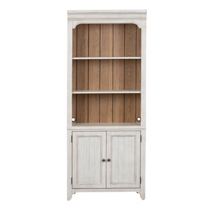 Farmhouse Reimagined - Bookcase - Antique White / Chestnut Tops