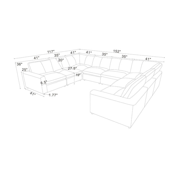Upholstered Large Seating Modular Design Sectional