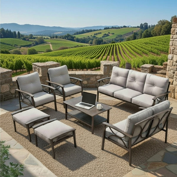 Patio Furniture Set With Coffee Table And Cushions For Backyard