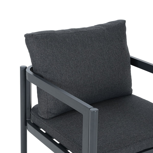 7 Piece Outdoor Dining Set With Table And 6 Chairs - Black / Gray / Teak
