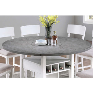 Counter Height Dining Table With Built In Lazy Susan And Storage Shelves