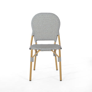 Outdoor Rattan And Aluminum Armless French Bistro Chairs (Set of 2) - Dark Gray