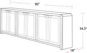 Escape - Dining Rectangular Table With Console And 8 Caster Chairs - Glazed Natural Oak Black Metal Trim