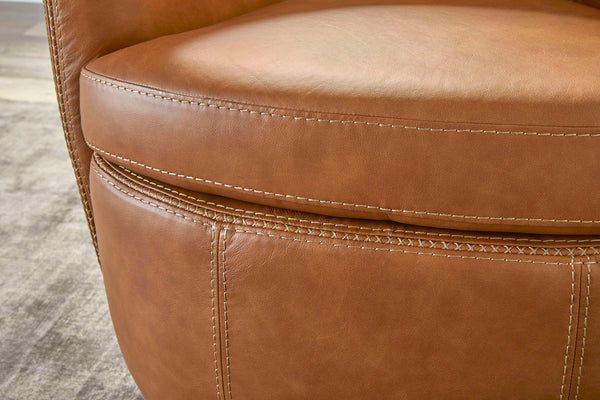 Barolo - 100% Italian Leather Swivel Club Chair (Set of 2)