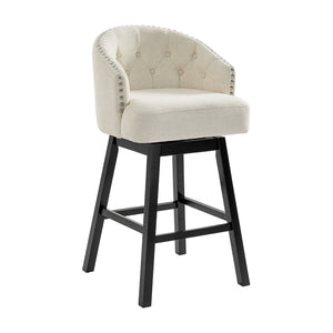 360 Degree Swivel Bar Stool & Stunning Nailhead Trim (Set of 2) - Beige