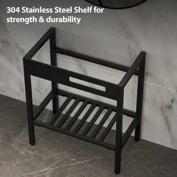 Console Sink With Legs, 32" X 18.5", Durable Porcela With Support - White / Black