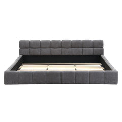 Elegant Upholstered Bed With Checkerboard Design