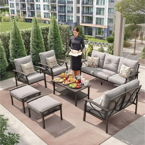 Patio Furniture Set With Coffee Table And Cushions For Backyard