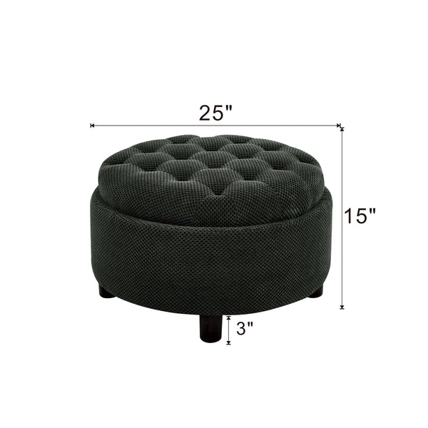 Storage Round Footstool Table Ottoman