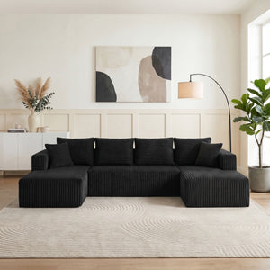 U-Shaped Modular Sectional Sofa With Double Chaise, Oversized Deep Seat For Living Room