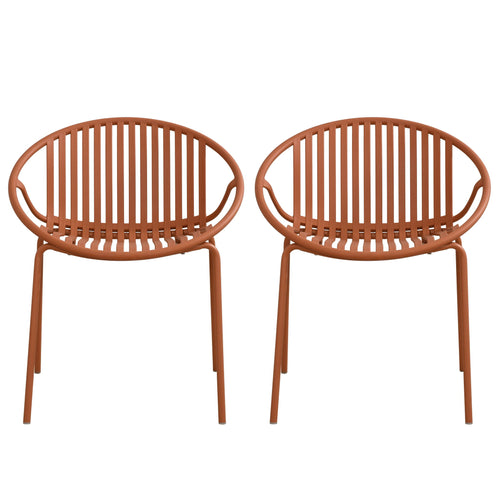 Stackable Outdoor Chairs With Breathable Plastic Backrest (Set of 2)