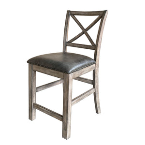 Lodge Dining - Upholstered “X” Back Counter Chair (Set of 2) - Siltstone