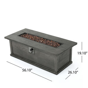 Transitional Rectangular Outdoor Propane Fire Pit With 50, 000 Btu