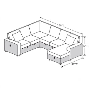 Convertible Sectional Upholstered Sleeper Sofa With Storage Chaise