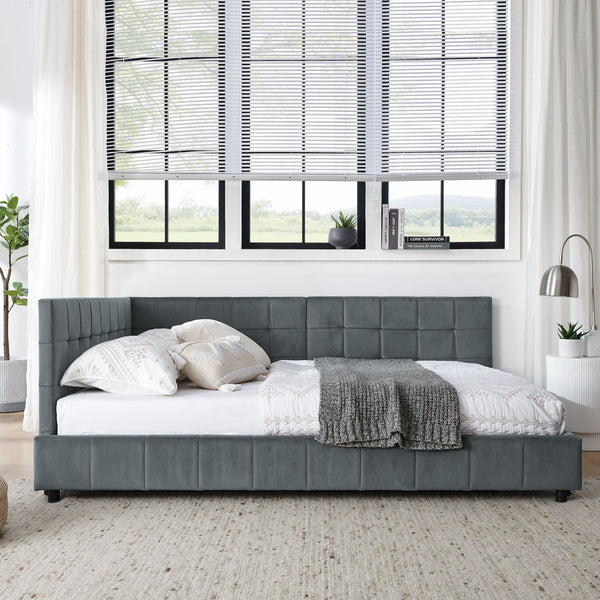 Elegant Storage Upholstered Tufted Bed Frame With Backrest And Armrests