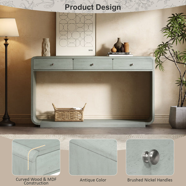 Console Table With 3 Drawers And Display Shelf