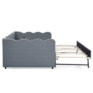 Gingham Daybed & USB Charging Port, Wave-Shaped Design