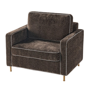Accent Chair Upholstered Single Sofa With Square Arms, Sewn Pillow Back For Living Room