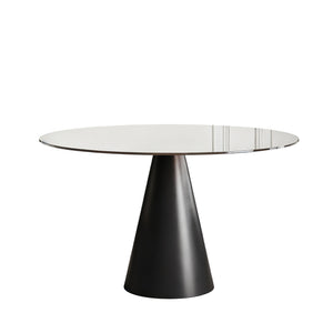 Round Dining Table - Black / Brown - Glass