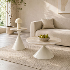 2 Piece Coffee Round Table Set