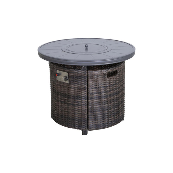 Wicker Outdoor Lounge Set With Cushions And Fire Pit