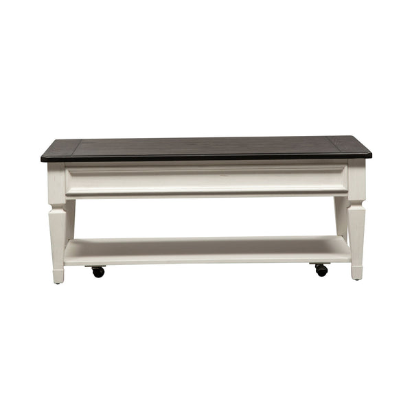 Allyson Park - Rectangular Cocktail Table - Wirebrushed White / Charcoal