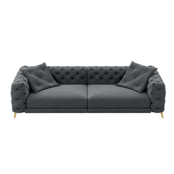 3 In 1 Convertible Sleeper, Deep Seat Pull Out Sofa Bed, Button Tufted
