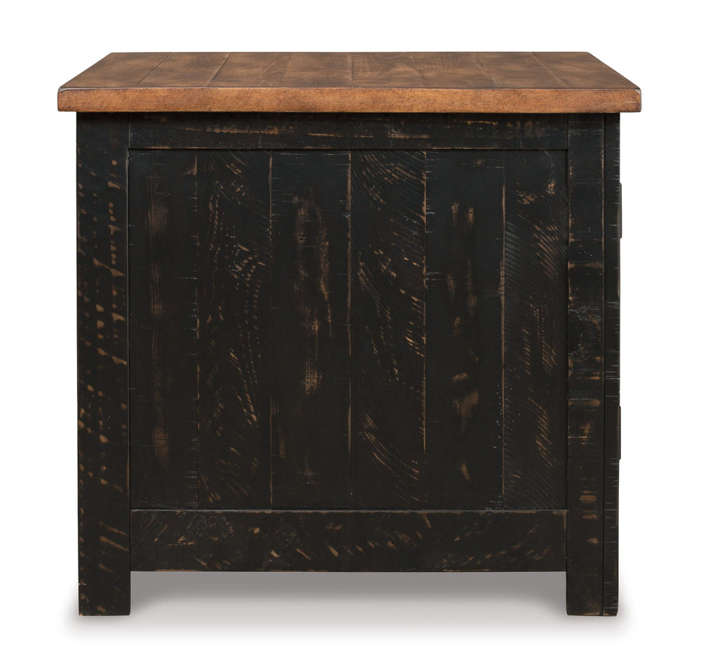 Valebeck - Rectangular End Table - Black / Brown