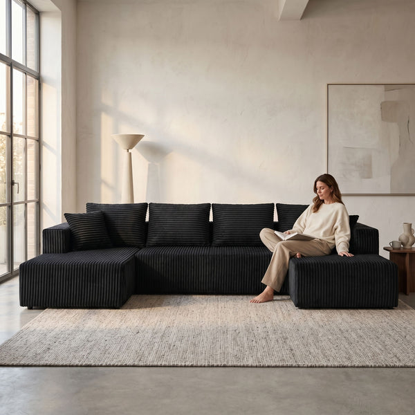 U-Shaped Modular Sectional Sofa With Double Chaise, Oversized Deep Seat For Living Room