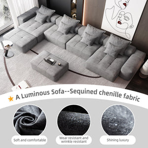 Modern Oversized, Modular Sectional Sofa With Pillows