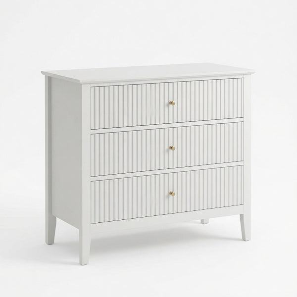 3 Drawer Nightstand, Wide With Soft Close Slides - White