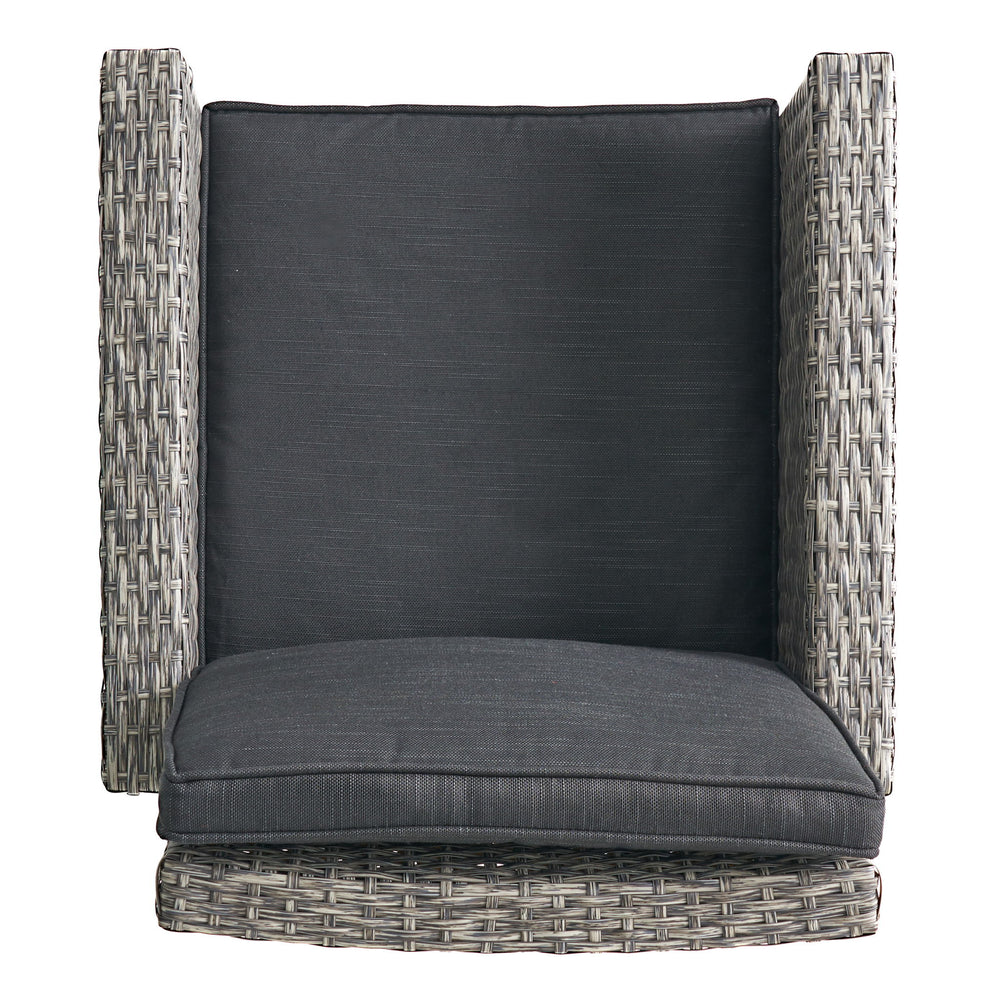 Outdoor Rattan Swivel Barstool With Water Resistant Cushion - Mixed Black / Dark Gray
