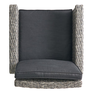 Outdoor Rattan Swivel Barstool With Water Resistant Cushion - Mixed Black / Dark Gray