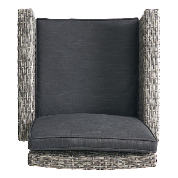 Outdoor Rattan Swivel Barstool With Water Resistant Cushion - Mixed Black / Dark Gray