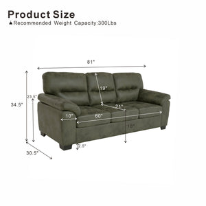 3 Seater Sofa With Padded Armrests And Triangular Leg